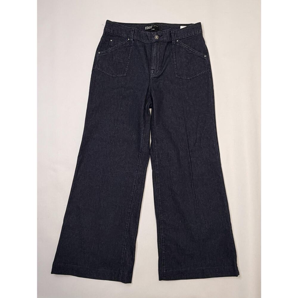 Edge By Jen Rade Jeans Womens 10 Blue Wide Leg High Rise Stretch Denim Dark Wash